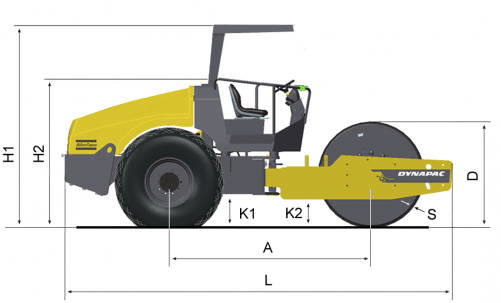Blueprint side view Dynapac CA150AD