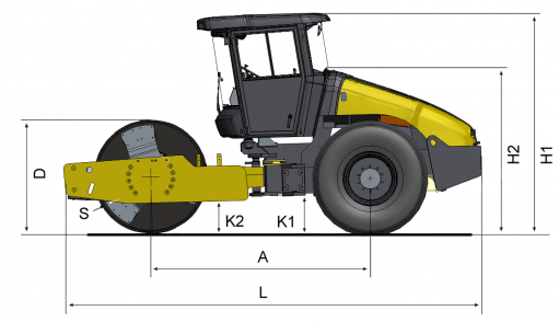 Blueprint side view Dynapac CA250D (Brazilian)