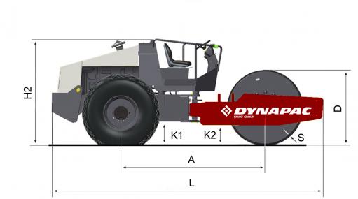 Blueprint side view Dynapac CA250P