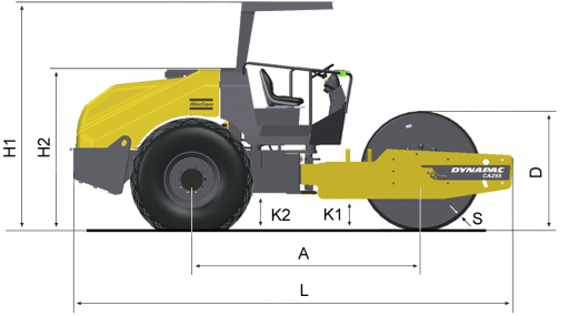 Blueprint side view Dynapac CA255PD