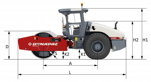 Blueprint side view Dynapac CA50D Rhino