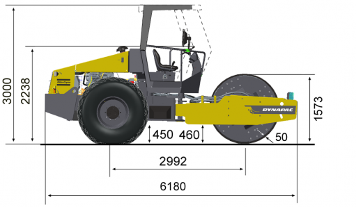Blueprint side view Dynapac CA610D