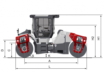 Blueprint side view Dynapac CC4200 VI