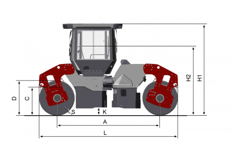 Blueprint side view Dynapac CC4200