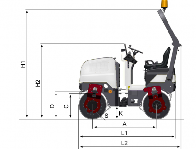 Blueprint side view Dynapac CC800