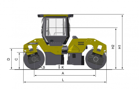 Blueprint side view Dynapac CC3200