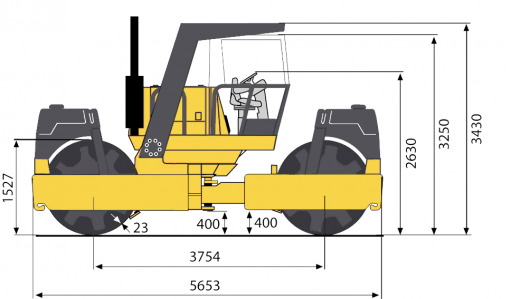 Blueprint side view Dynapac CC7200