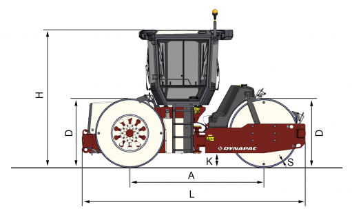 Blueprint side view Dynapac CS1400 VI